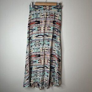 Tucker Womens 100% Silk Abstract Multicolor Pull On Luxe Flowy Maxi Skirt Sz M